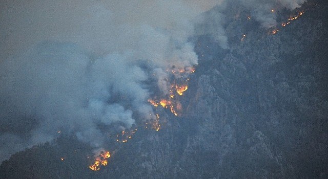 Kemer’deki orman yangını ile mücadele sürüyor